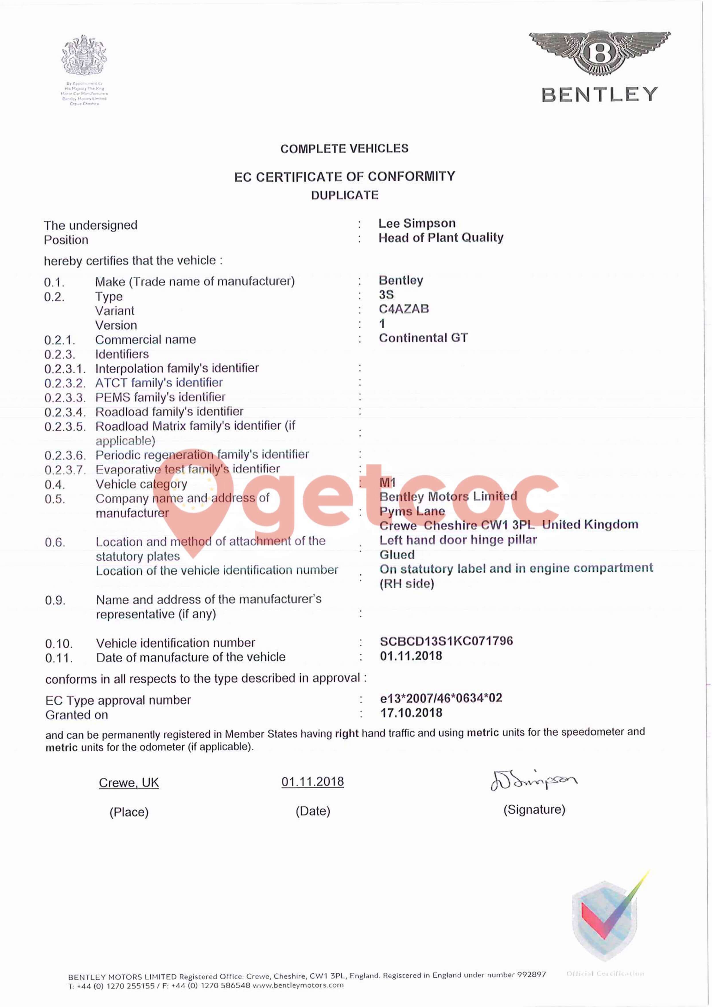 Anteprima del COC di esempio