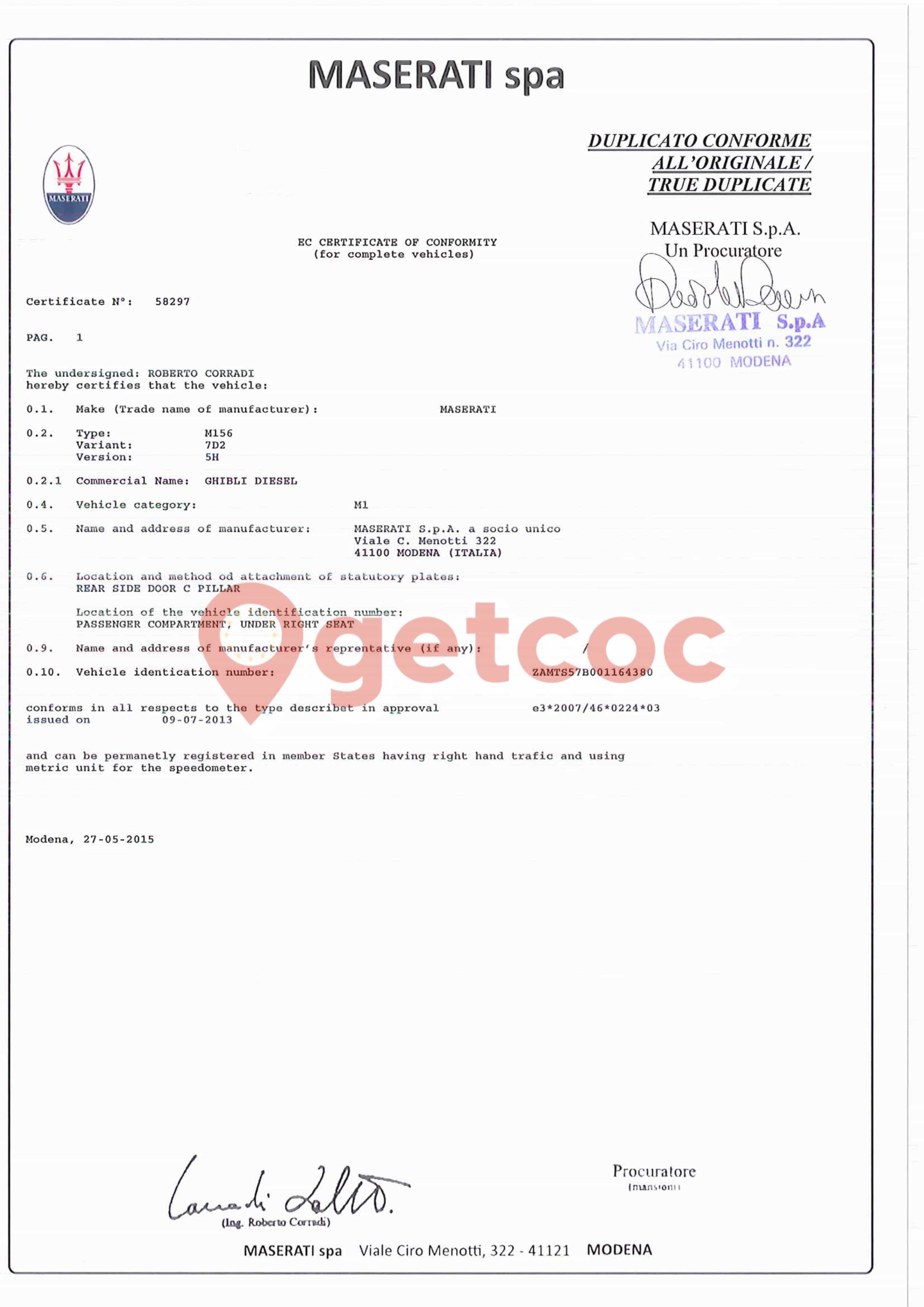Sample COC preview