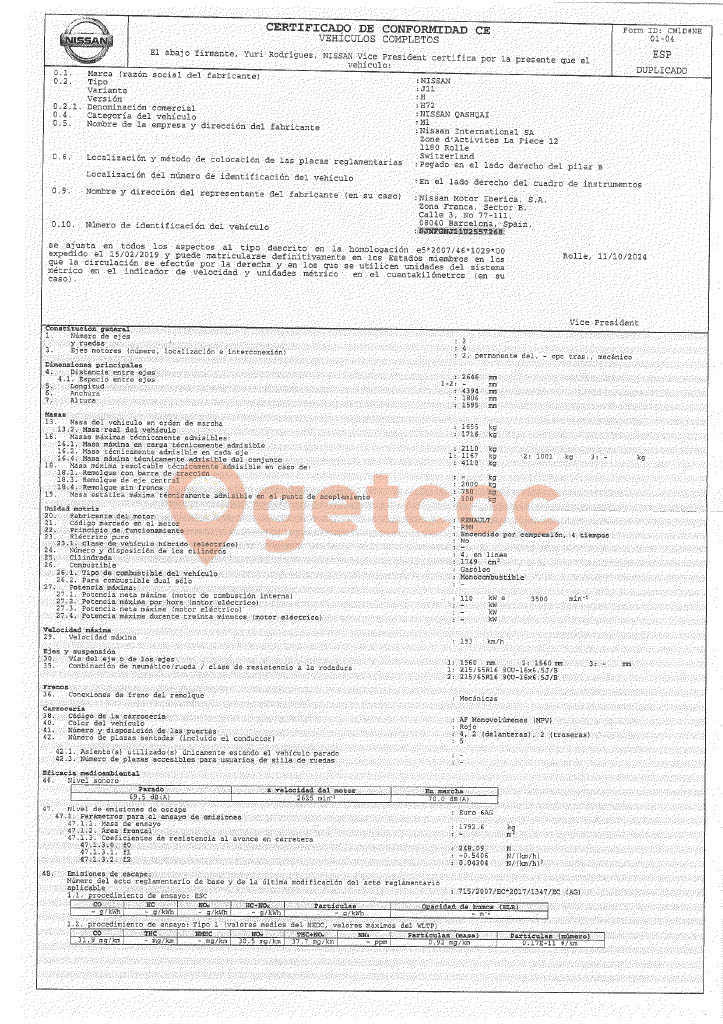 Sample COC preview