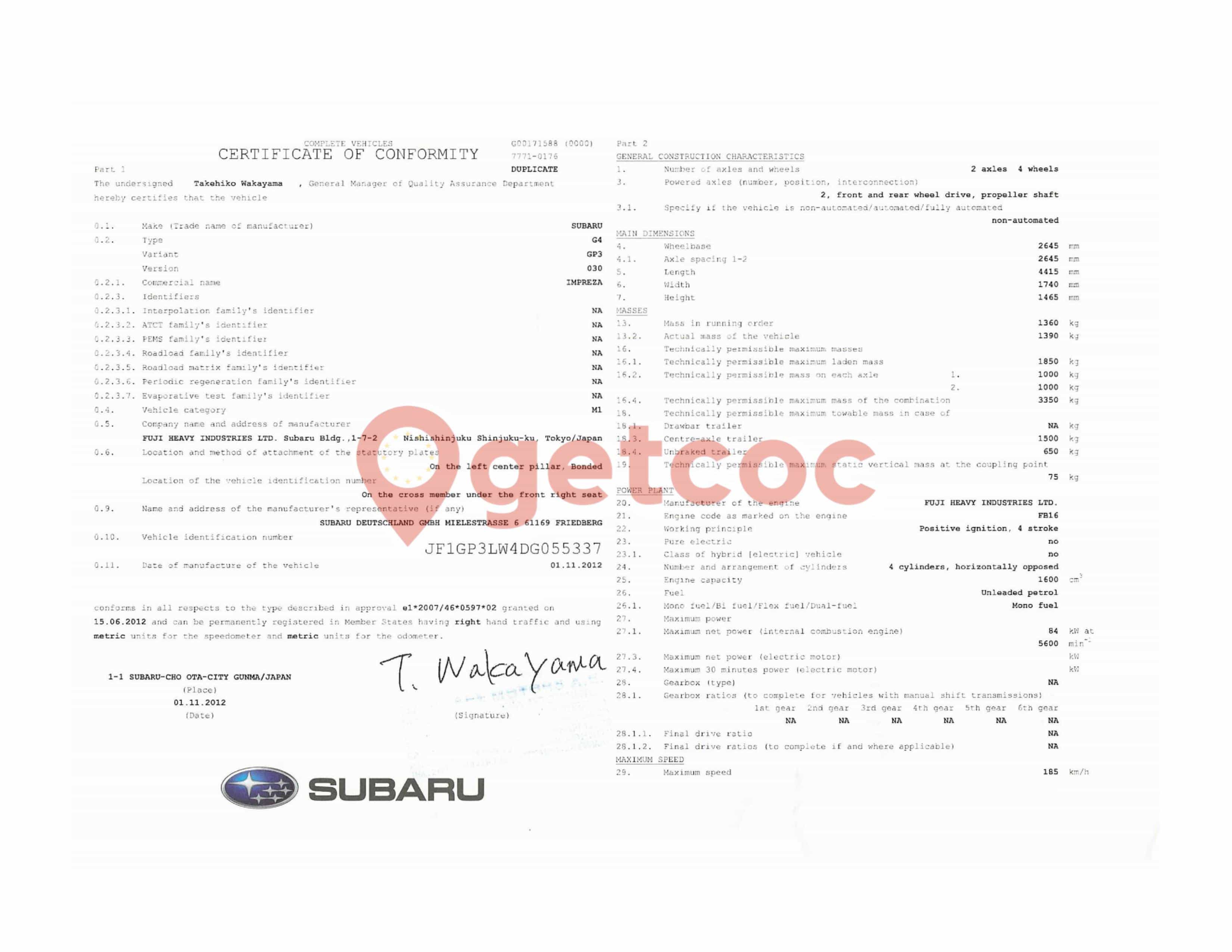 Vista previa de un COC de muestra