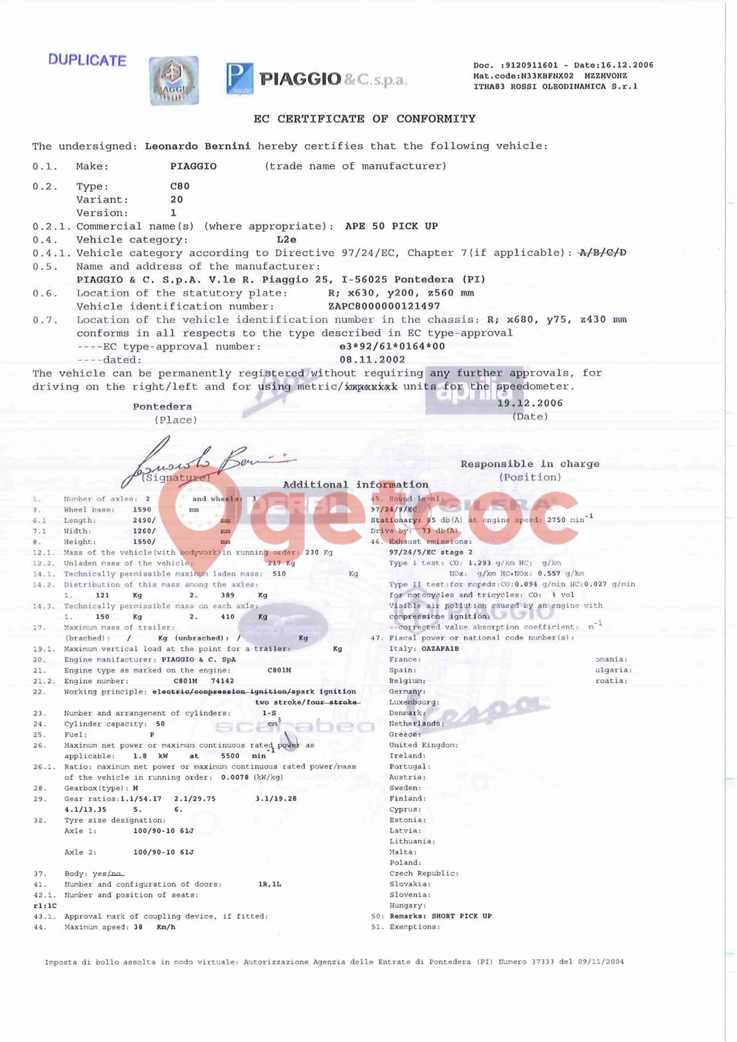 Vista previa de un COC de muestra